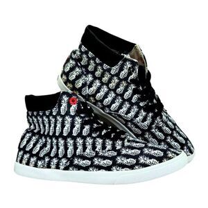 Bucketfeet Men's Black & White Pineapple High Top Sneakers - size 9